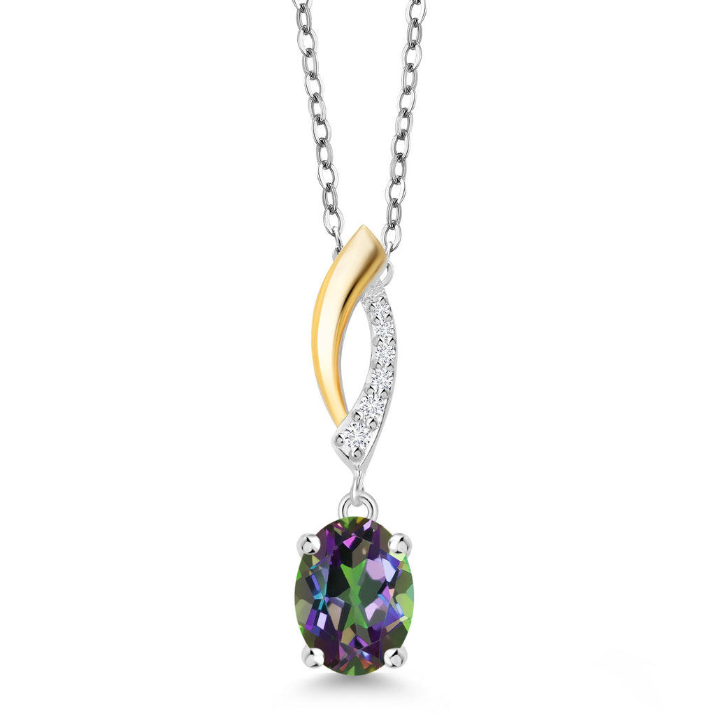 Green Mystic Topaz_Pendant in 925 Sterling Silver and 10K Yellow Gold