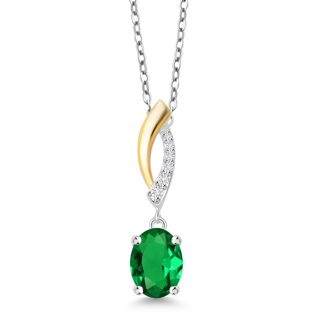 Nano Emerald - May_Pendant in 925 Sterling Silver and 10K Yellow Gold