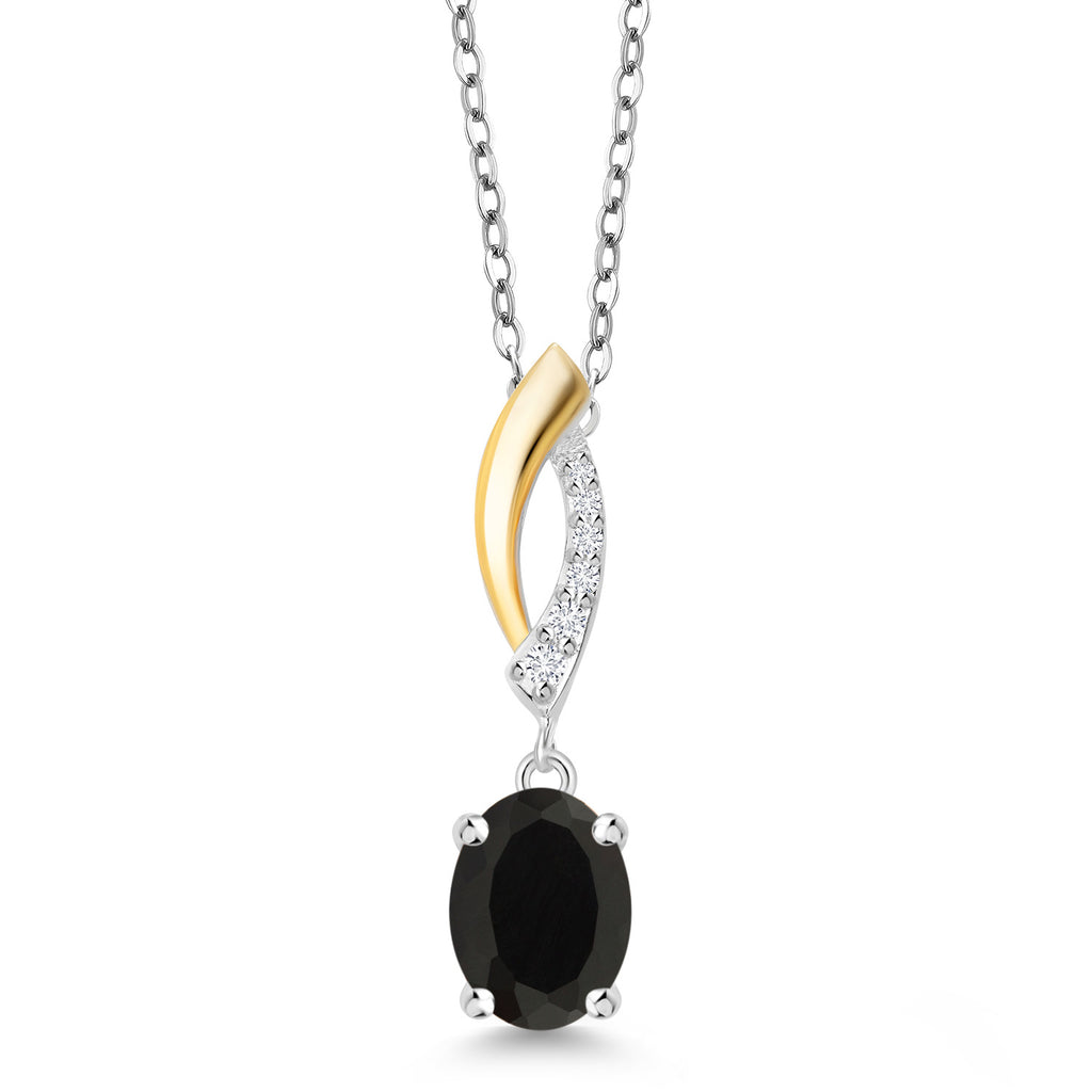 Onyx - December_Pendant in 925 Sterling Silver and 10K Yellow Gold