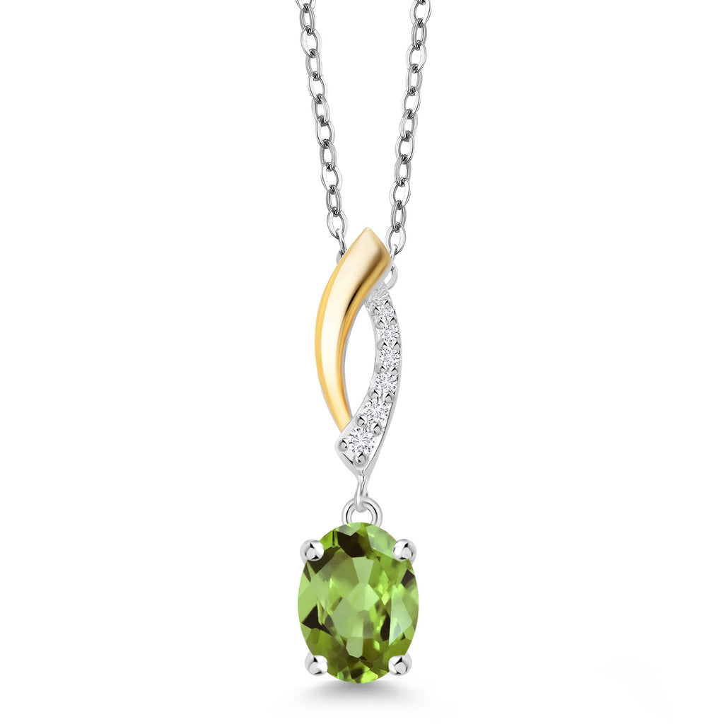 Peridot - August_Pendant in 925 Sterling Silver and 10K Yellow Gold