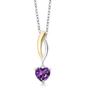 Amethyst - February_Pendant in 925 Sterling Silver and 10K Yellow Gold
