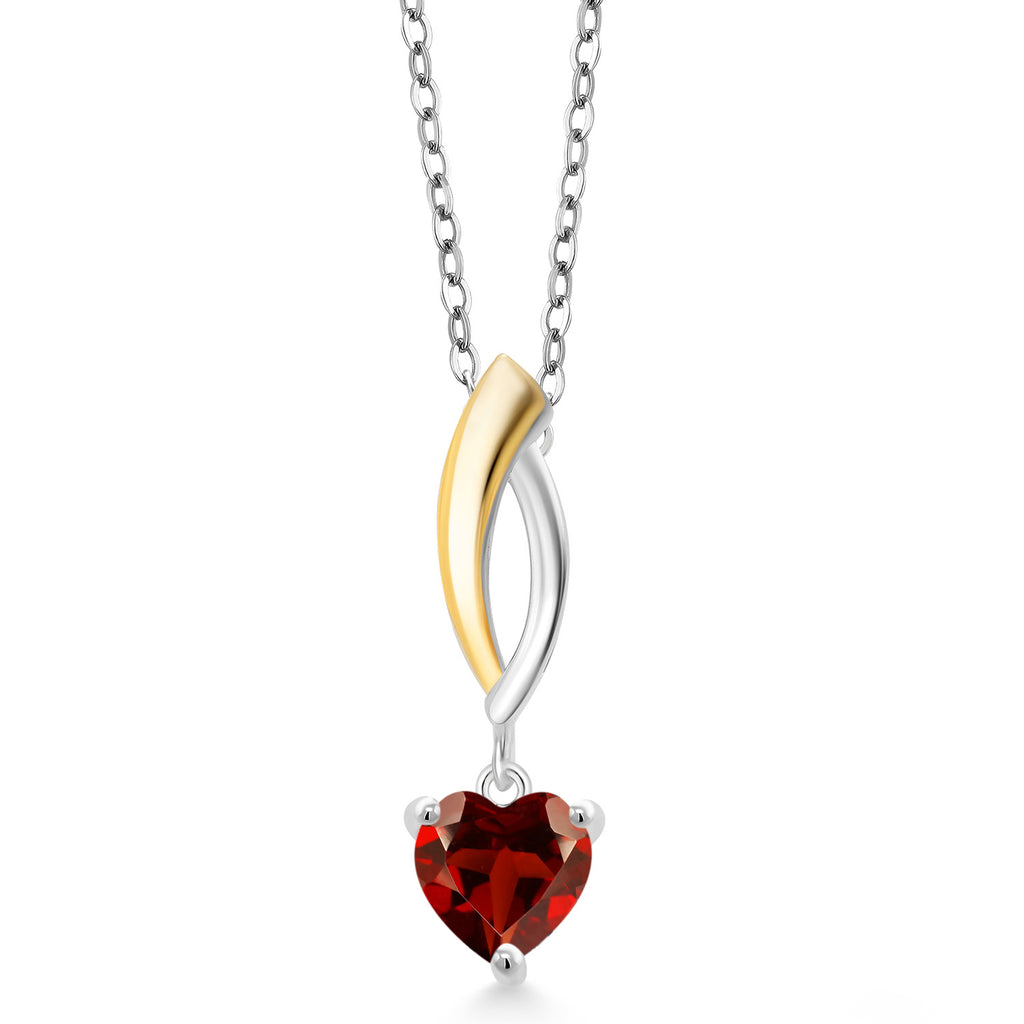 Garnet - January_Pendant in 925 Sterling Silver and 10K Yellow Gold