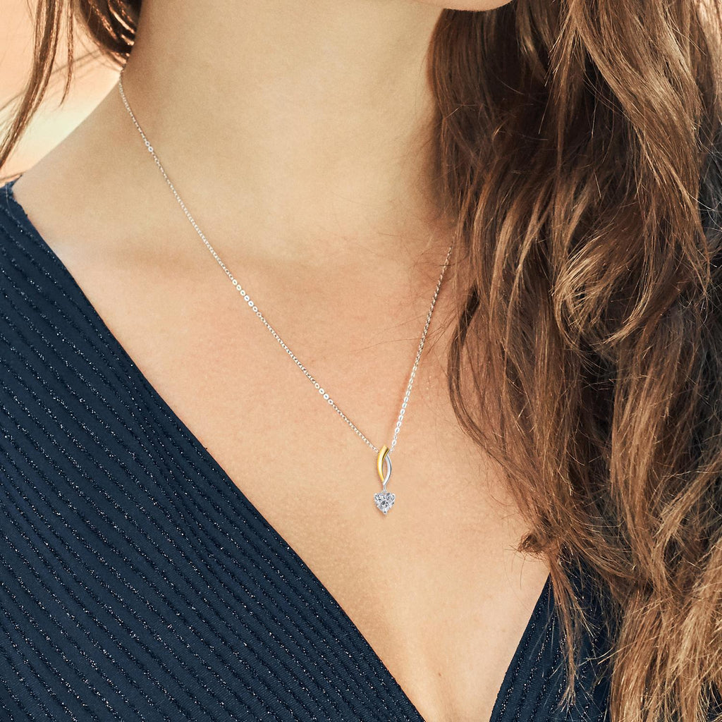 Lab Grown Diamond_Pendant in 925 Sterling Silver and 10K Yellow Gold