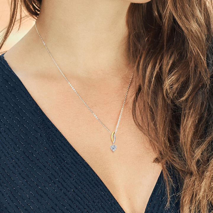 Lab Grown Diamond_Pendant in 925 Sterling Silver and 10K Yellow Gold