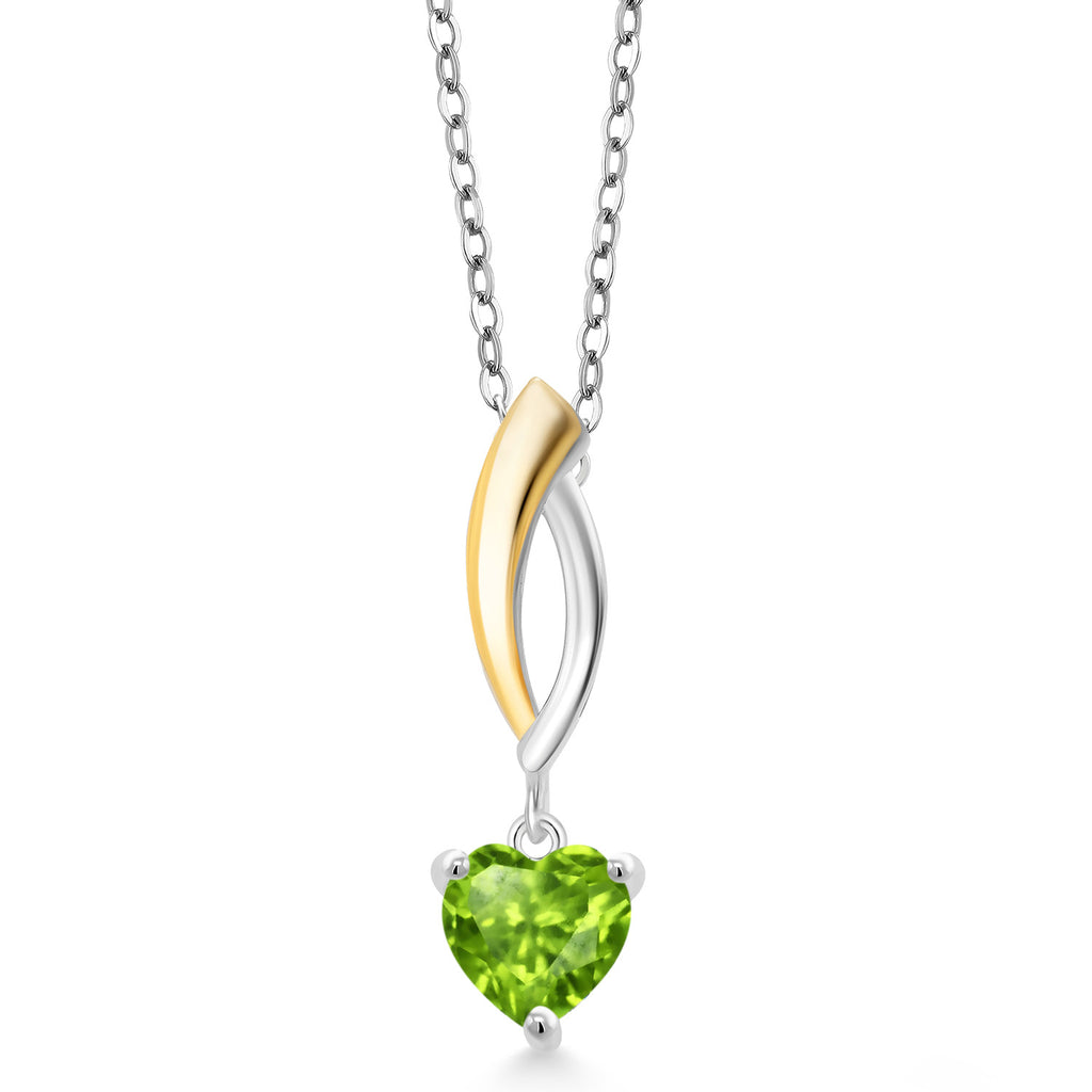 Peridot - August_Pendant in 925 Sterling Silver and 10K Yellow Gold