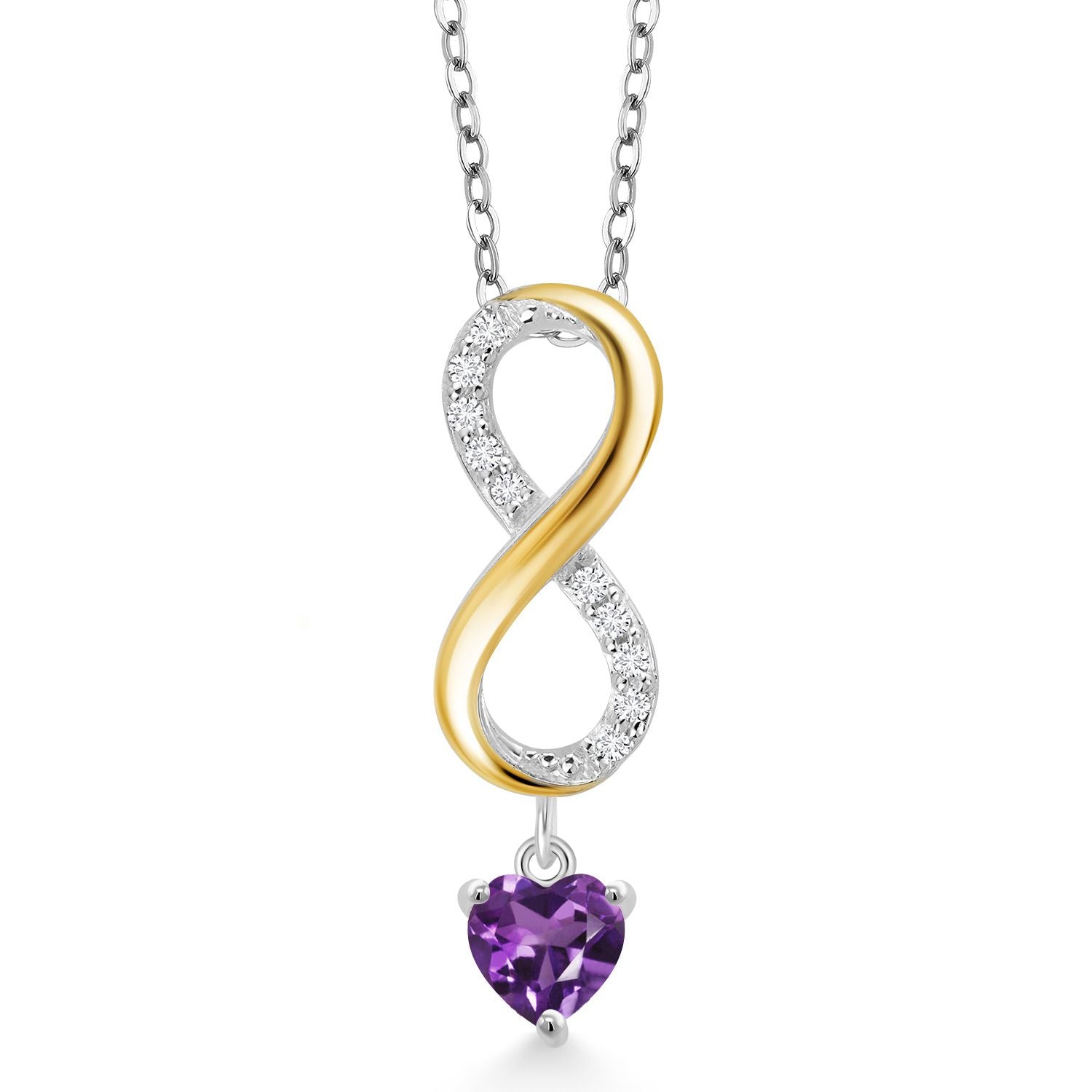 Amethyst - February_Pendant in 925 Sterling Silver and 10K Yellow Gold