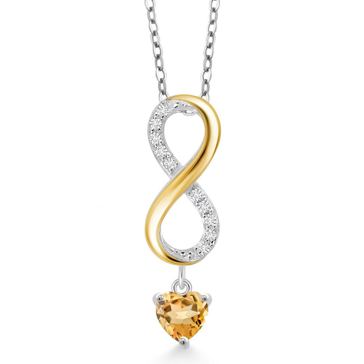 Citrine - November_Pendant in 925 Sterling Silver and 10K Yellow Gold