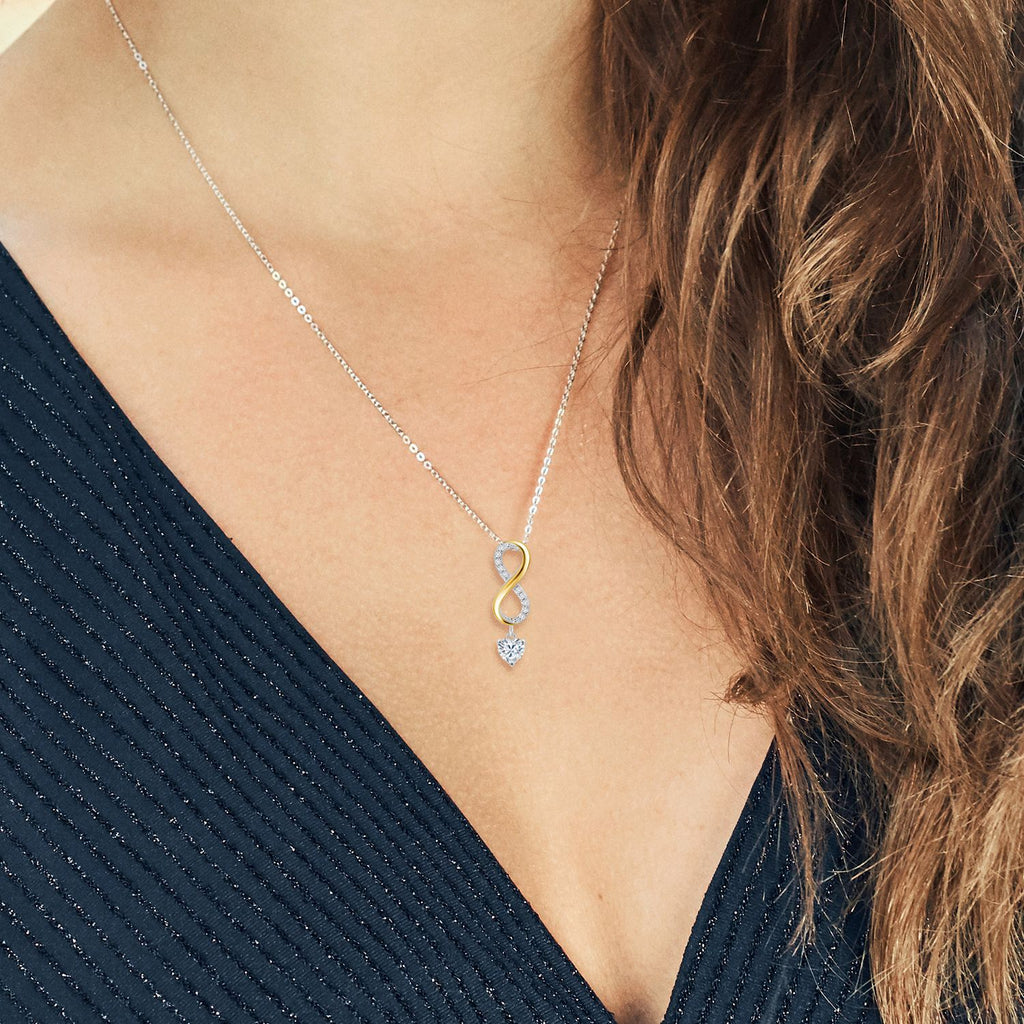Moissanite and Lab Grown Diamond_Pendant in 925 Sterling Silver and 10K Yellow Gold