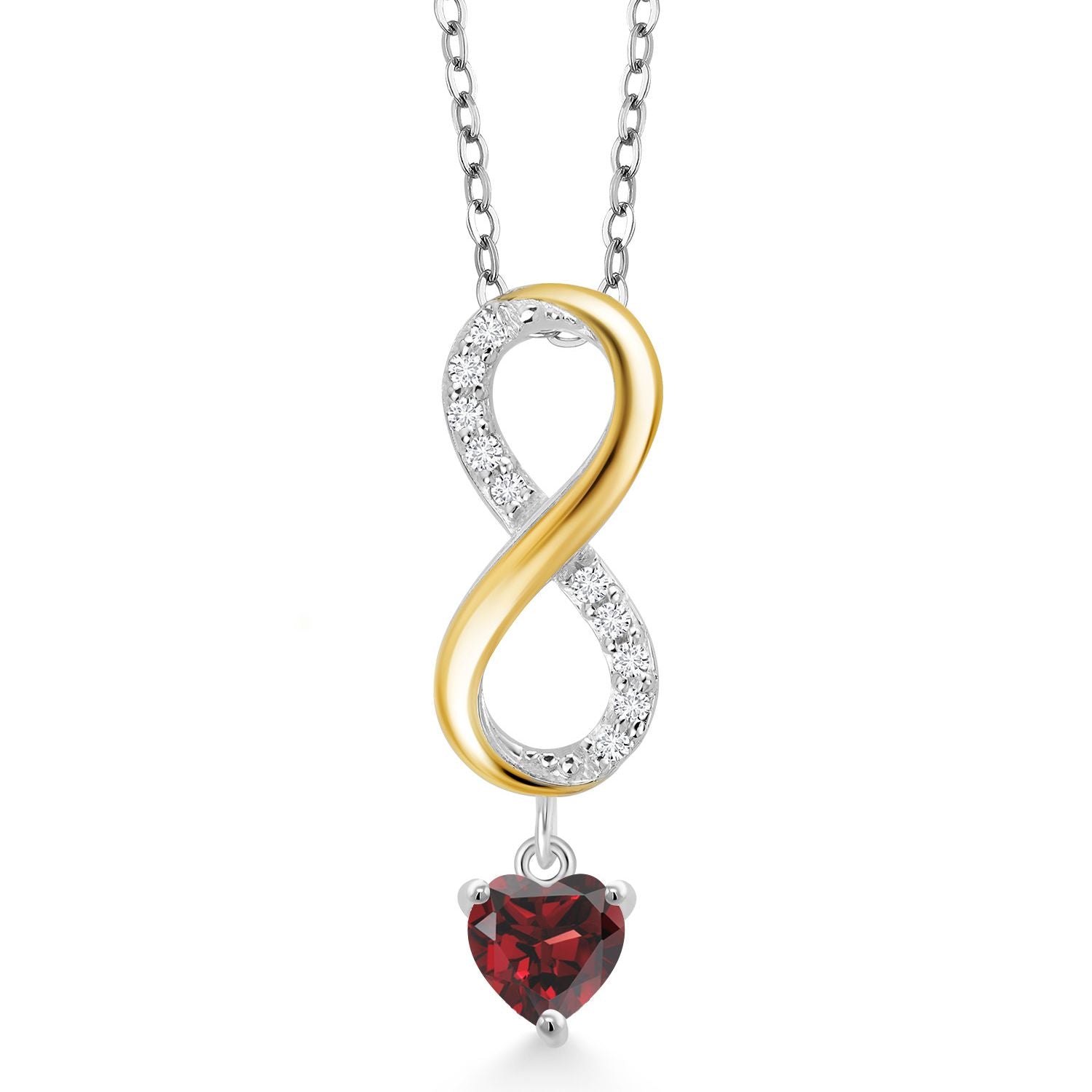 Garnet - January_Pendant in 925 Sterling Silver and 10K Yellow Gold