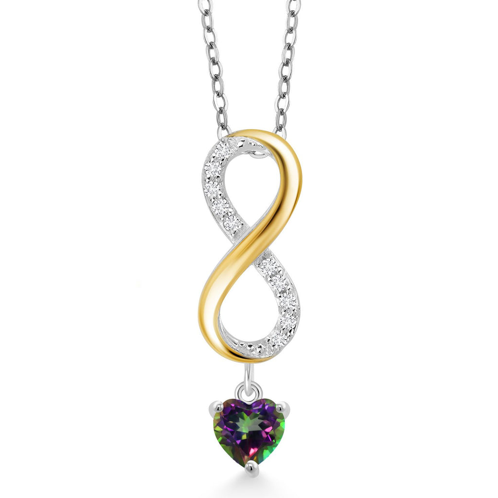 Green Mystic Topaz_Pendant in 925 Sterling Silver and 10K Yellow Gold
