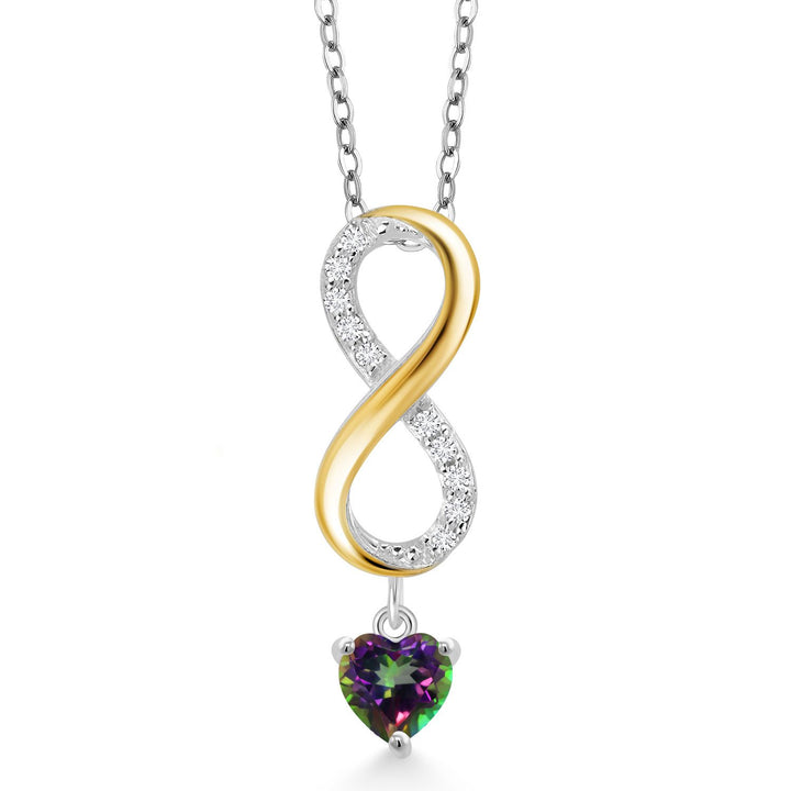 Green Mystic Topaz_Pendant in 925 Sterling Silver and 10K Yellow Gold