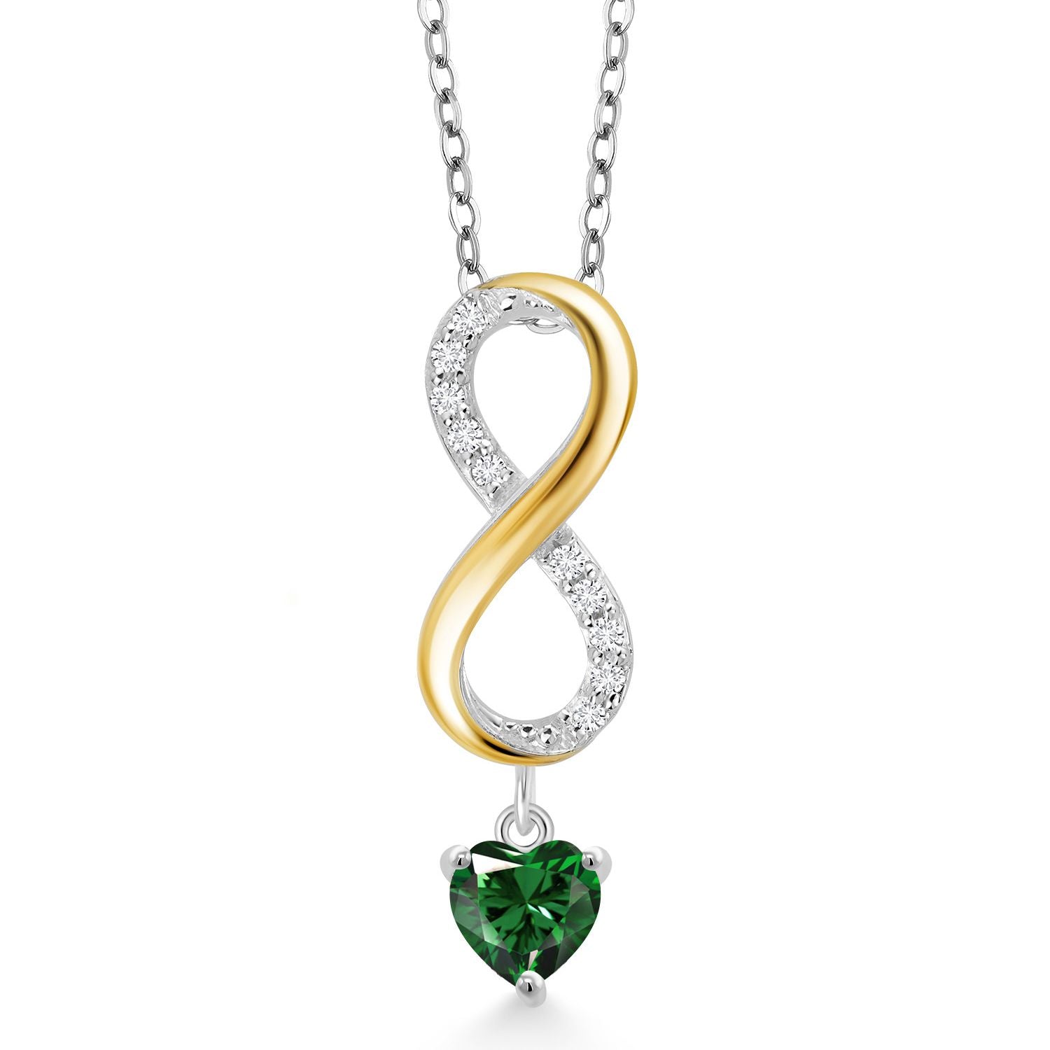 Nano Emerald - May_Pendant in 925 Sterling Silver and 10K Yellow Gold