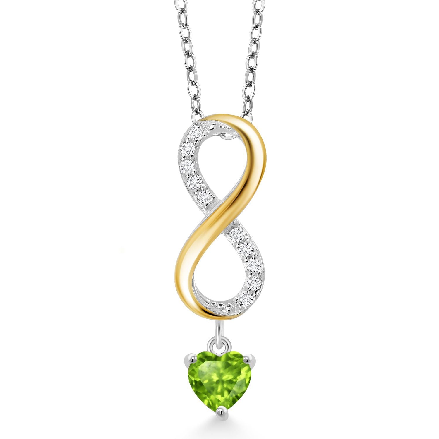 Peridot - August_Pendant in 925 Sterling Silver and 10K Yellow Gold
