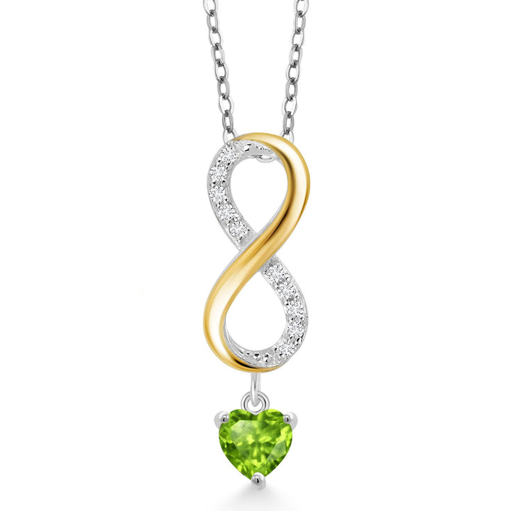 Peridot - August_Pendant in 925 Sterling Silver and 10K Yellow Gold