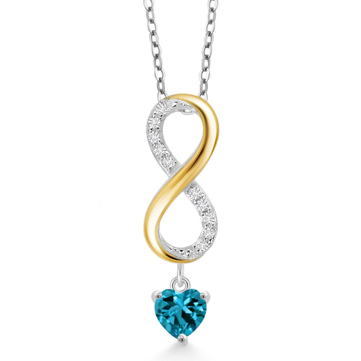 London Blue Topaz - November_Pendant in 925 Sterling Silver and 10K Yellow Gold
