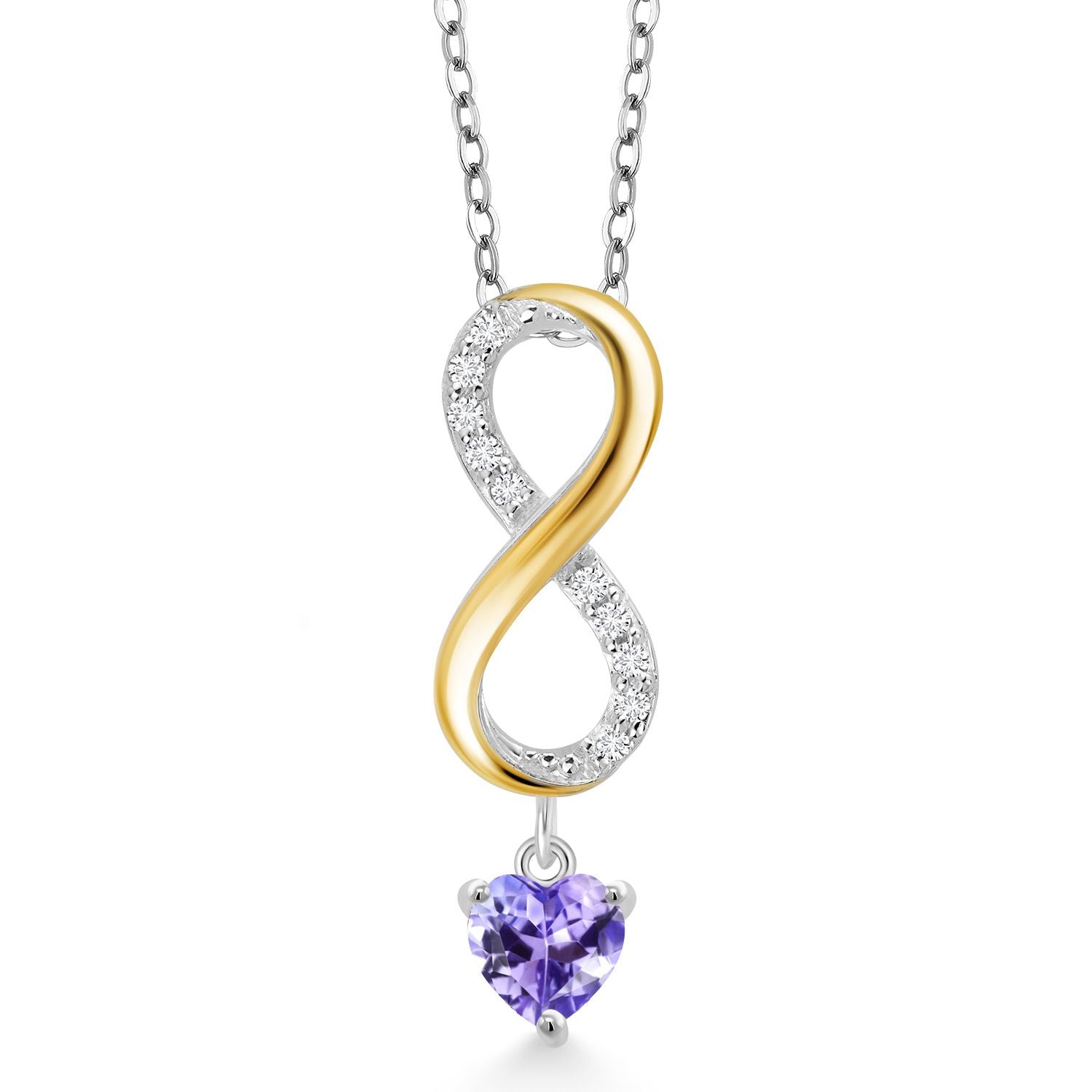 Tanzanite - December_Pendant in 925 Sterling Silver and 10K Yellow Gold