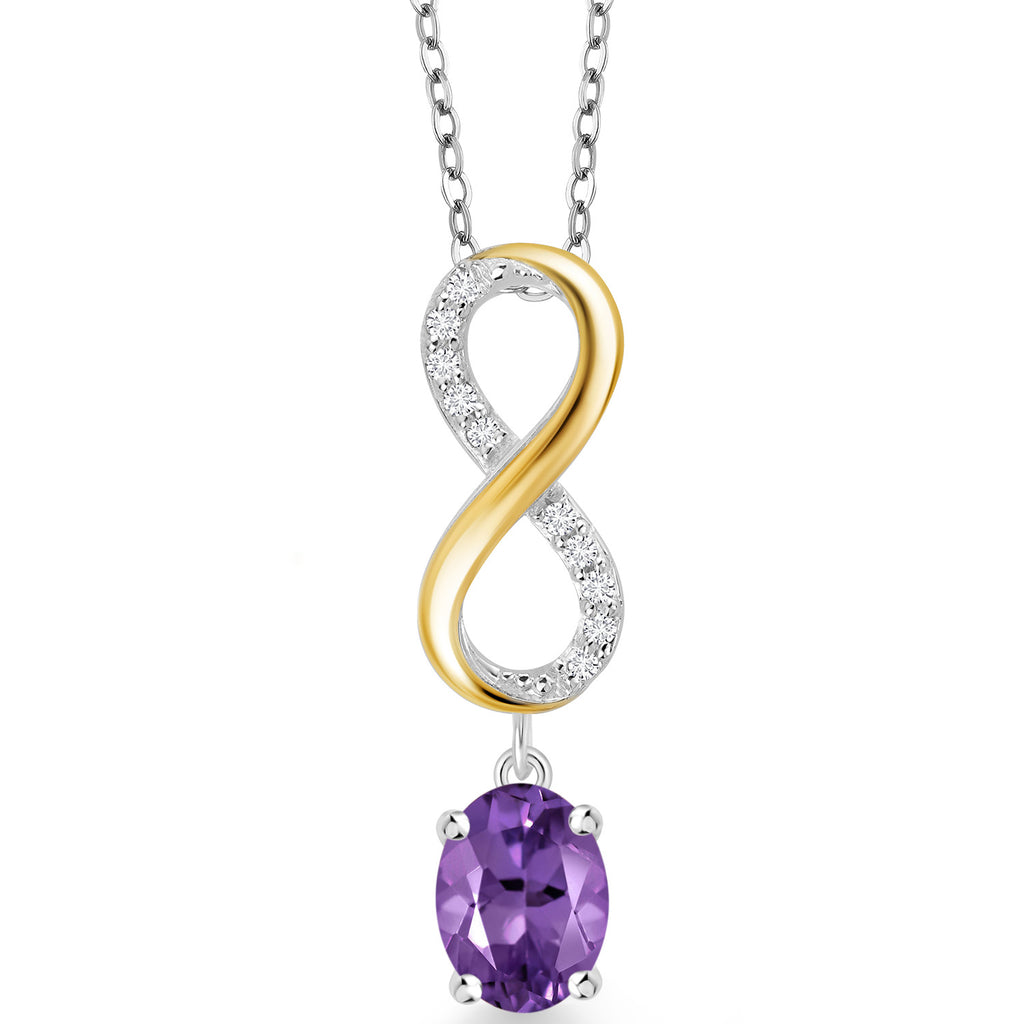 Amethyst - February_Pendant in 925 Sterling Silver and 10K Yellow Gold