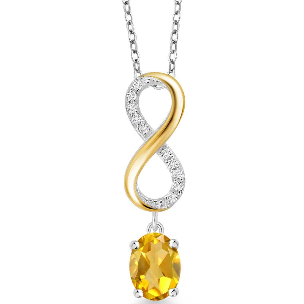 Citrine - November_Pendant in 925 Sterling Silver and 10K Yellow Gold