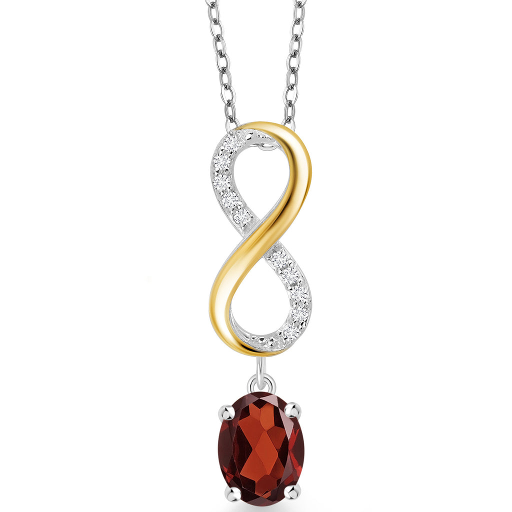 Garnet - January_Pendant in 925 Sterling Silver and 10K Yellow Gold