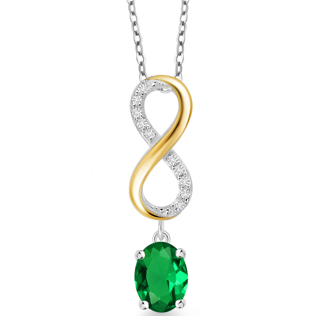 Nano Emerald - May_Pendant in 925 Sterling Silver and 10K Yellow Gold