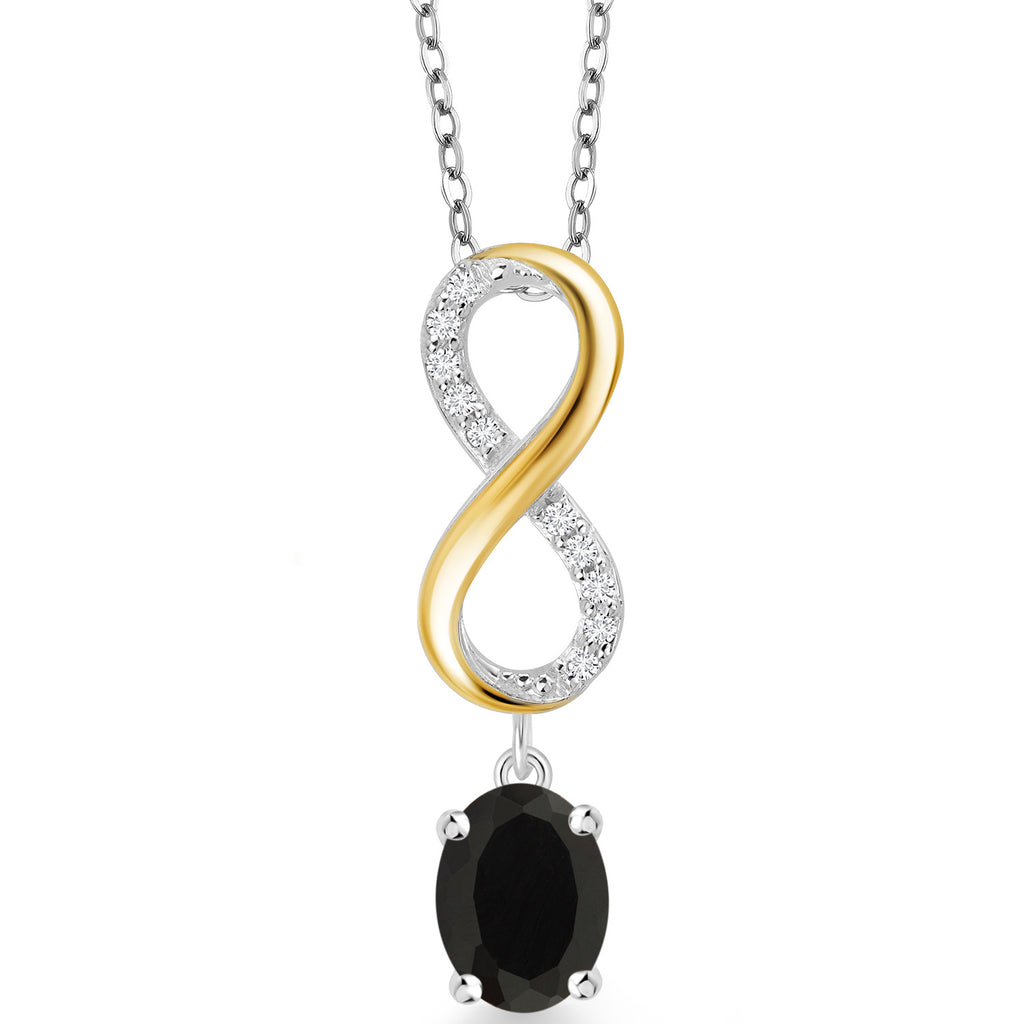 Onyx - December_Pendant in 925 Sterling Silver and 10K Yellow Gold