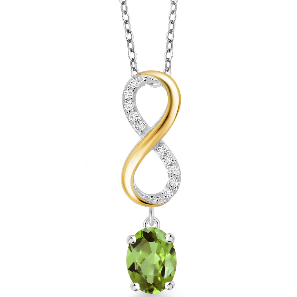 Peridot - August_Pendant in 925 Sterling Silver and 10K Yellow Gold
