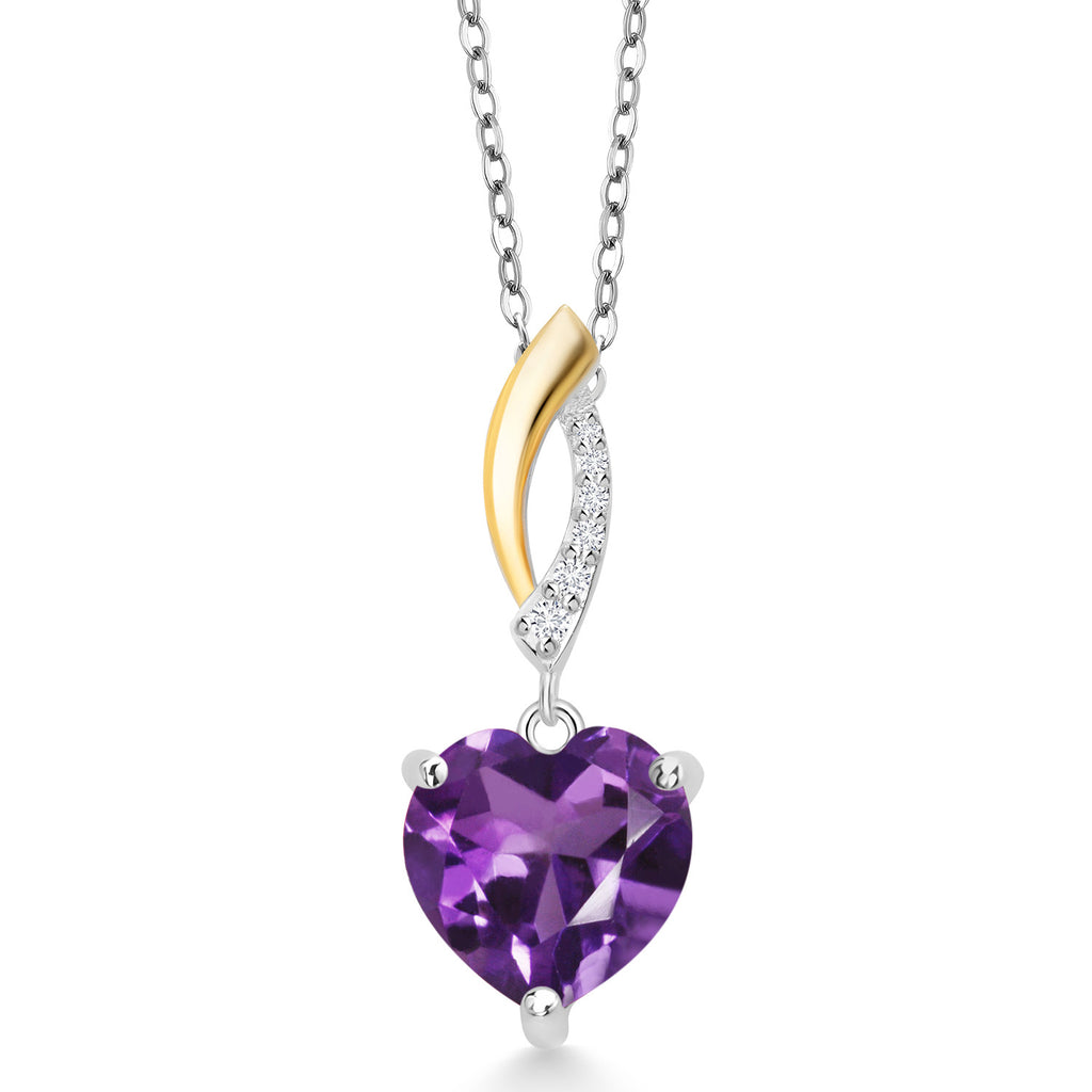Amethyst - February_Pendant in 925 Sterling Silver and 10K Yellow Gold