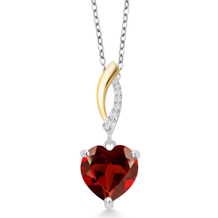 Garnet - January_Pendant in 925 Sterling Silver and 10K Yellow Gold