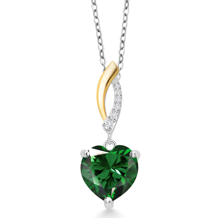 Nano Emerald - May_Pendant in 925 Sterling Silver and 10K Yellow Gold
