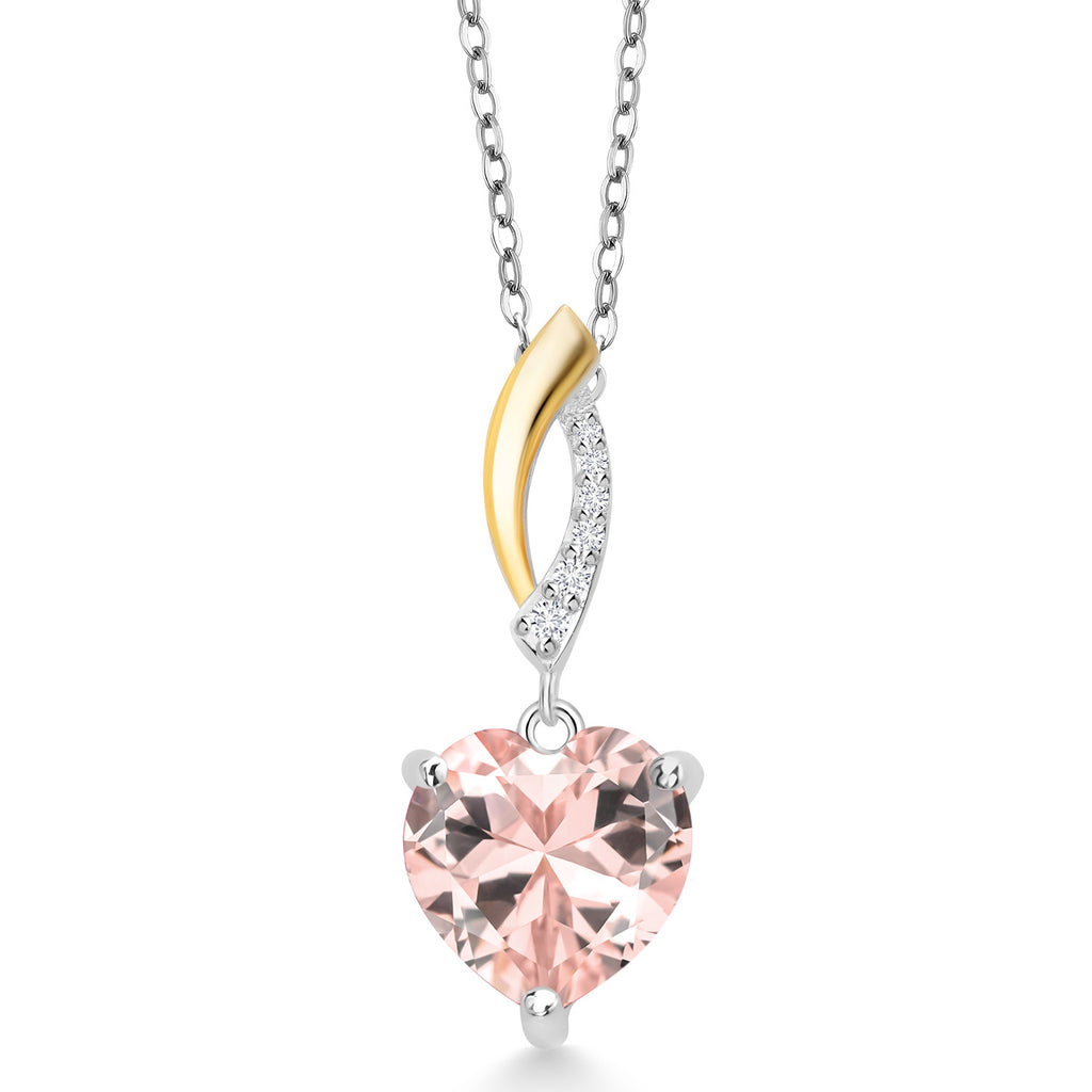 Nano Morganite - October_Pendant in 925 Sterling Silver and 10K Yellow Gold