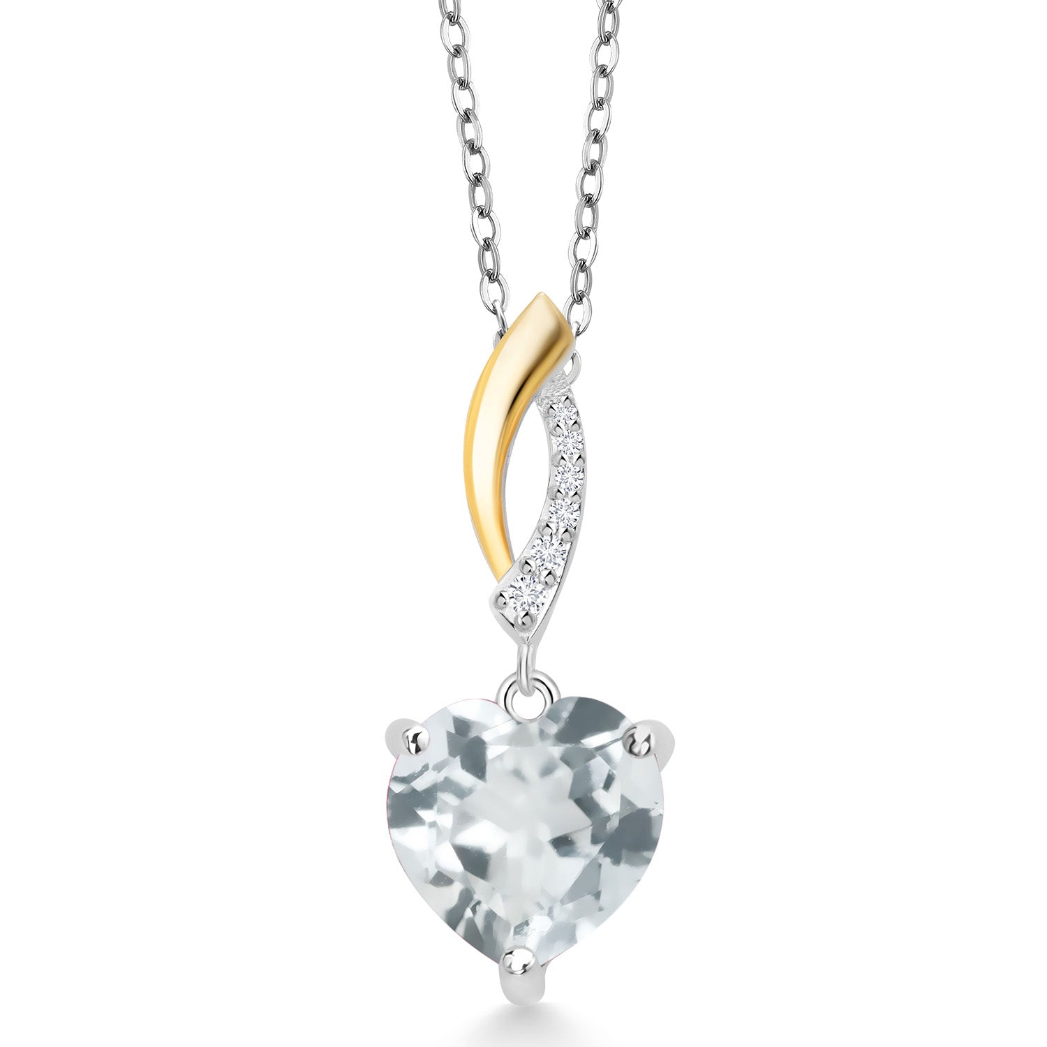 Sky Blue Topaz - November_Pendant in 925 Sterling Silver and 10K Yellow Gold