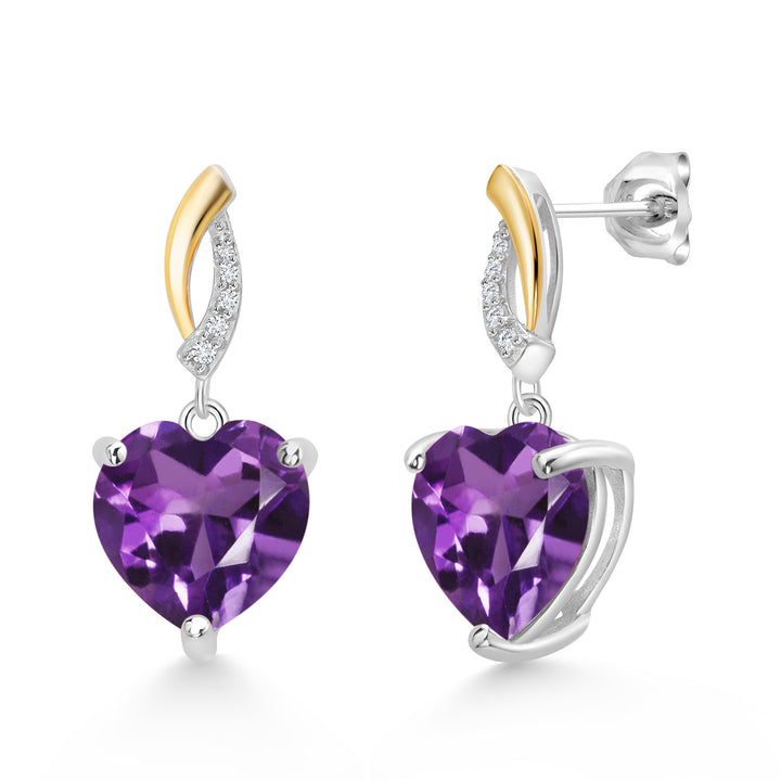 Amethyst - February_Earrings in 925 Sterling Silver and 10K Yellow Gold
