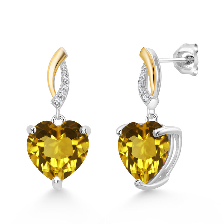 Citrine - November_Earrings in 925 Sterling Silver and 10K Yellow Gold