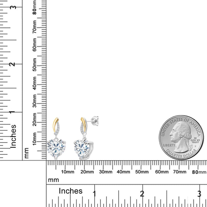 Near Colorless (GH) and E - F_Earrings in 925 Sterling Silver and 10K Yellow Gold