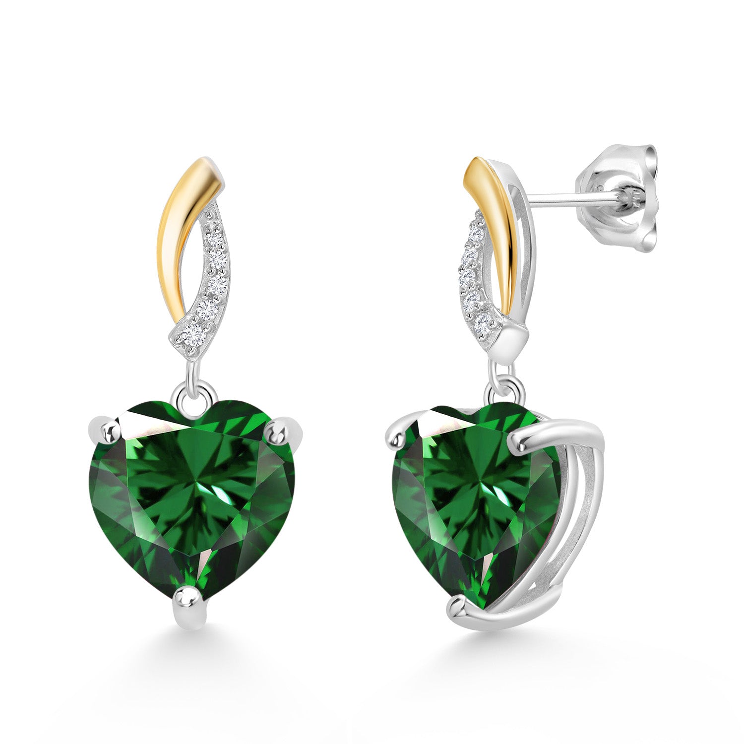 Nano Emerald - May_Earrings in 925 Sterling Silver and 10K Yellow Gold