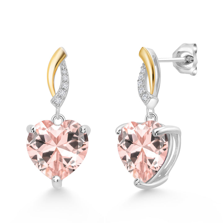 Nano Morganite - October_Earrings in 925 Sterling Silver and 10K Yellow Gold