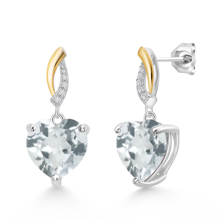 Sky Blue Topaz - November_Earrings in 925 Sterling Silver and 10K Yellow Gold