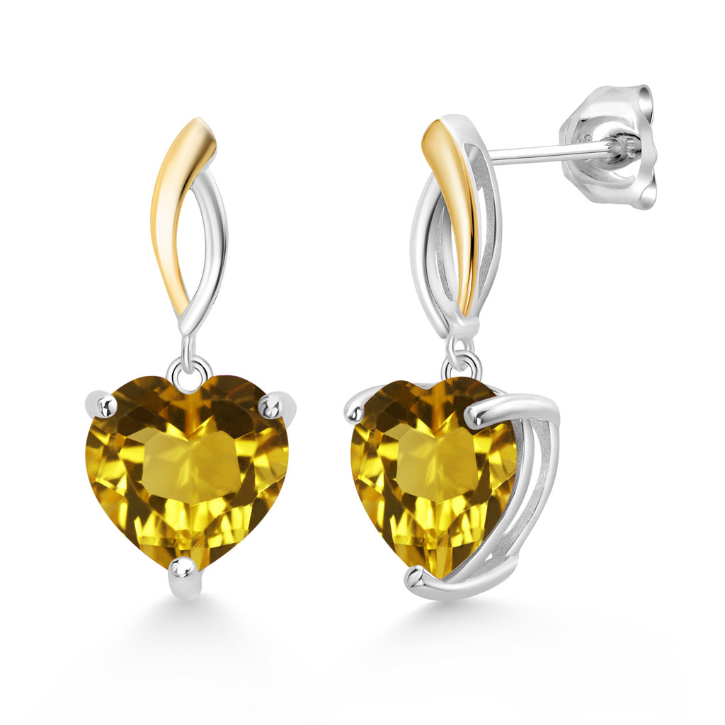 Citrine_Earrings in 925 Sterling Silver and 10K Yellow Gold