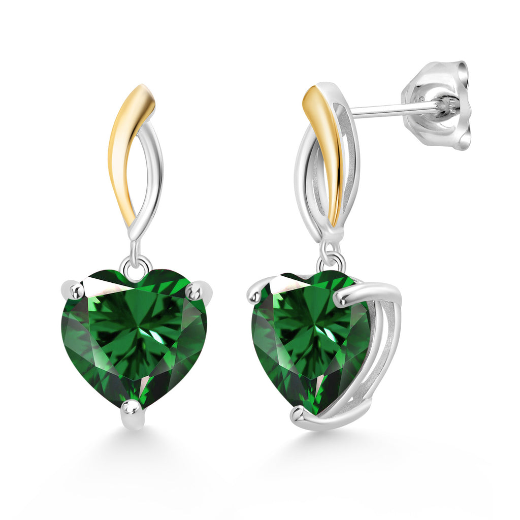 Nano Emerald_Earrings in 925 Sterling Silver and 10K Yellow Gold