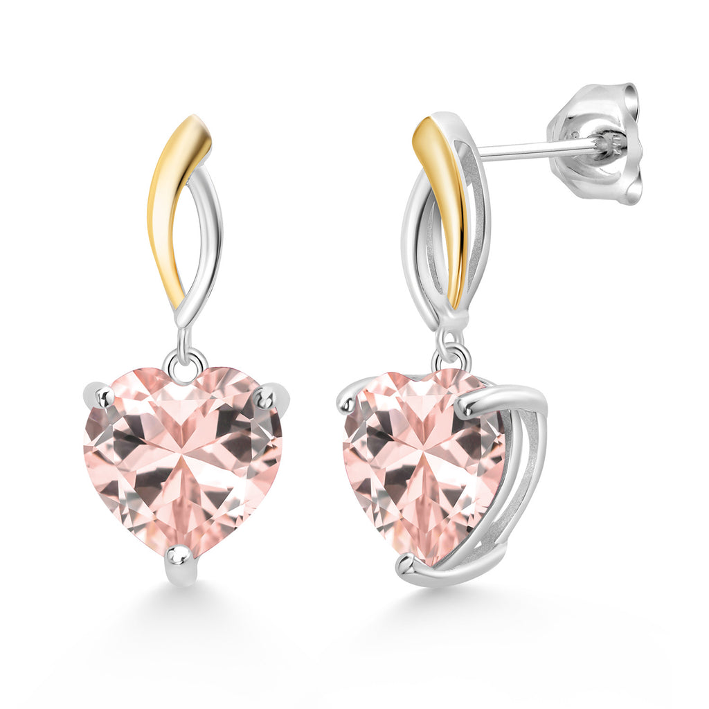Nano Morganite_Earrings in 925 Sterling Silver and 10K Yellow Gold