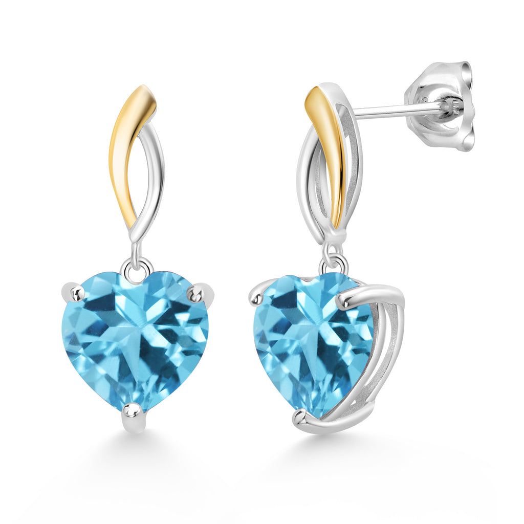 Topaz_Earrings in 925 Sterling Silver and 10K Yellow Gold