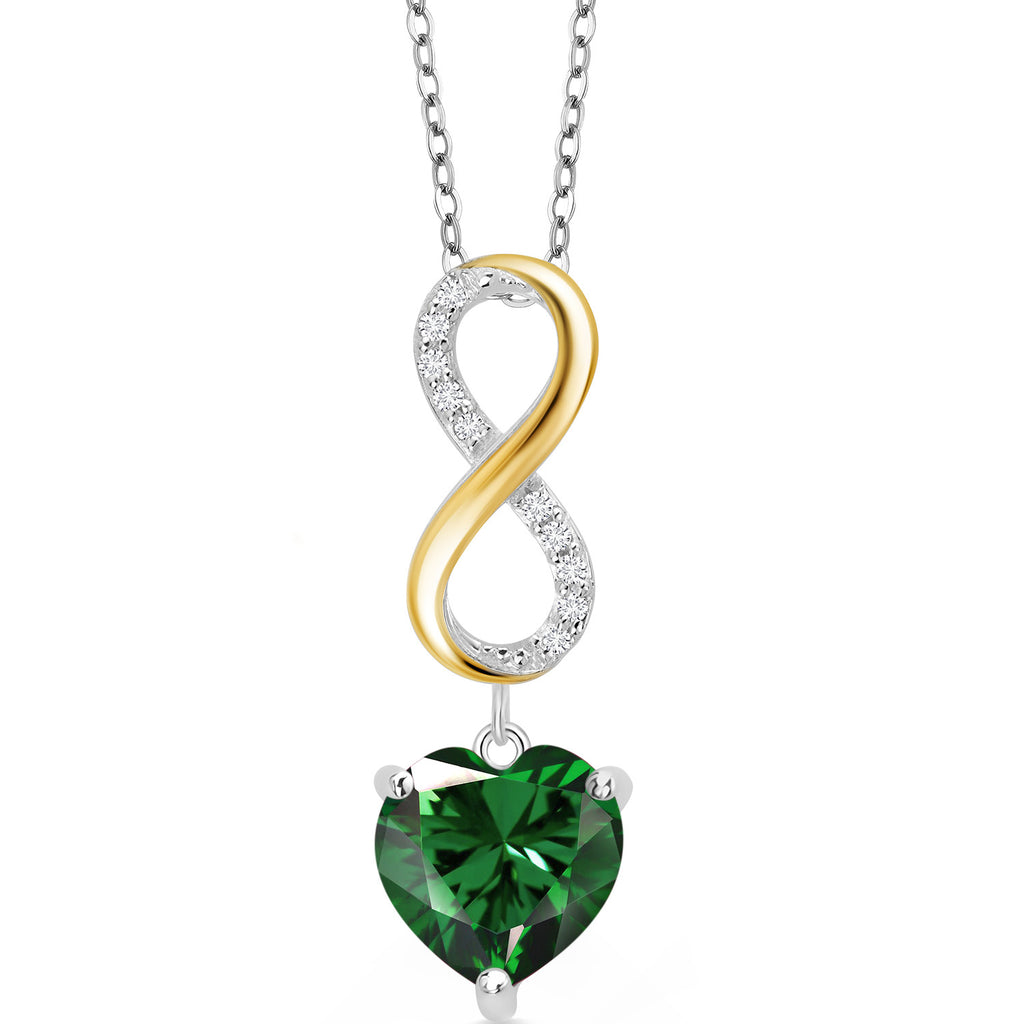Nano Emerald - May_Pendant in 925 Sterling Silver and 10K Yellow Gold