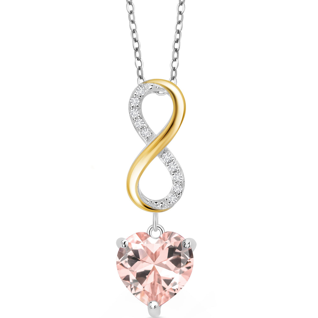 Nano Morganite - October_Pendant in 925 Sterling Silver and 10K Yellow Gold