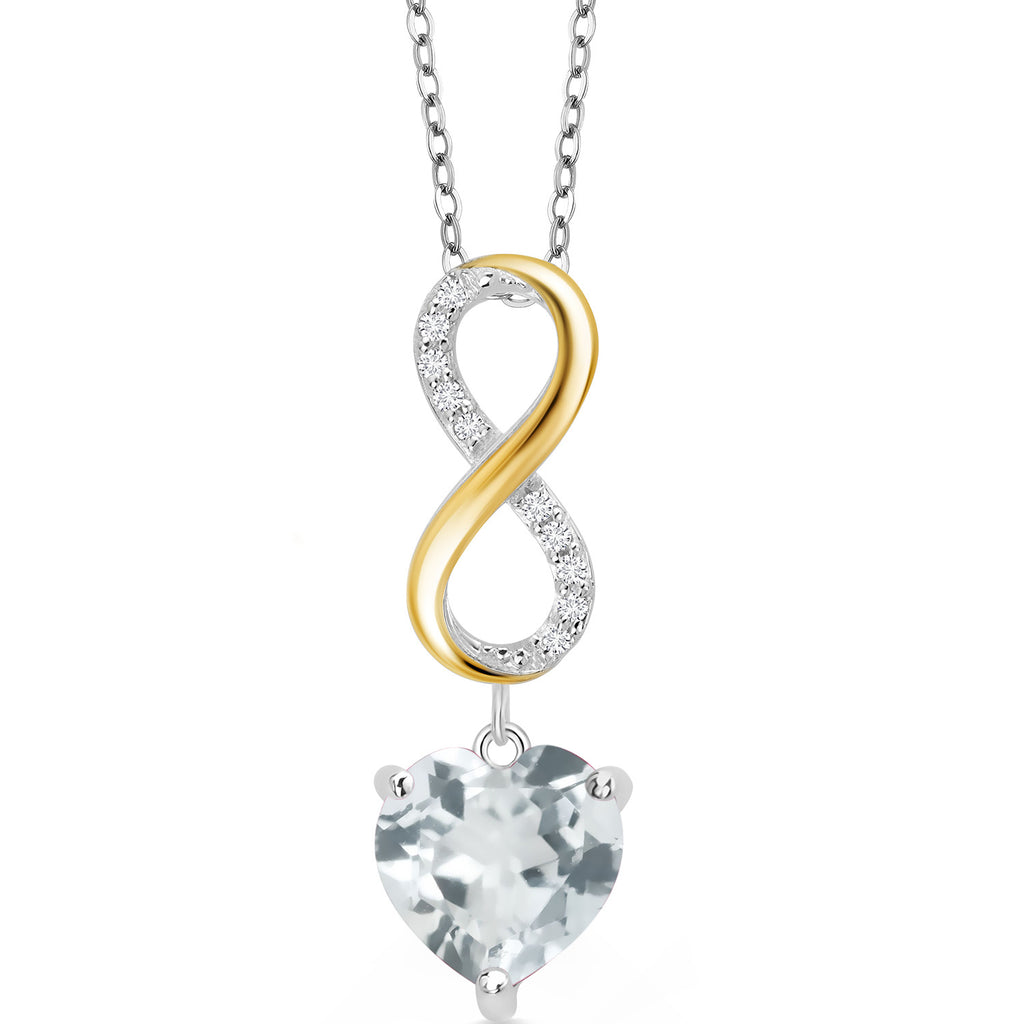 Sky Blue Topaz - November_Pendant in 925 Sterling Silver and 10K Yellow Gold