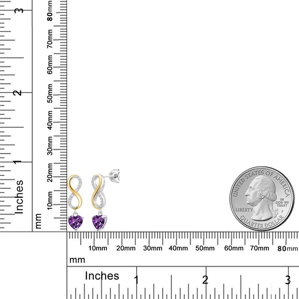 Amethyst - February_Earrings in 925 Sterling Silver and 10K Yellow Gold