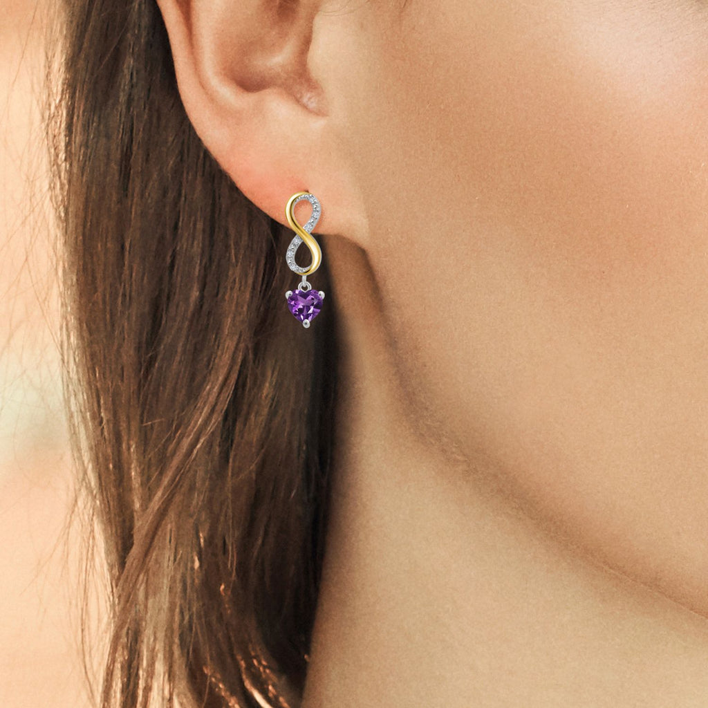 Amethyst - February_Earrings in 925 Sterling Silver and 10K Yellow Gold