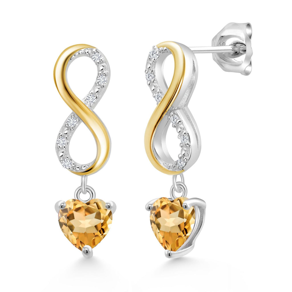 Citrine - November_Earrings in 925 Sterling Silver and 10K Yellow Gold