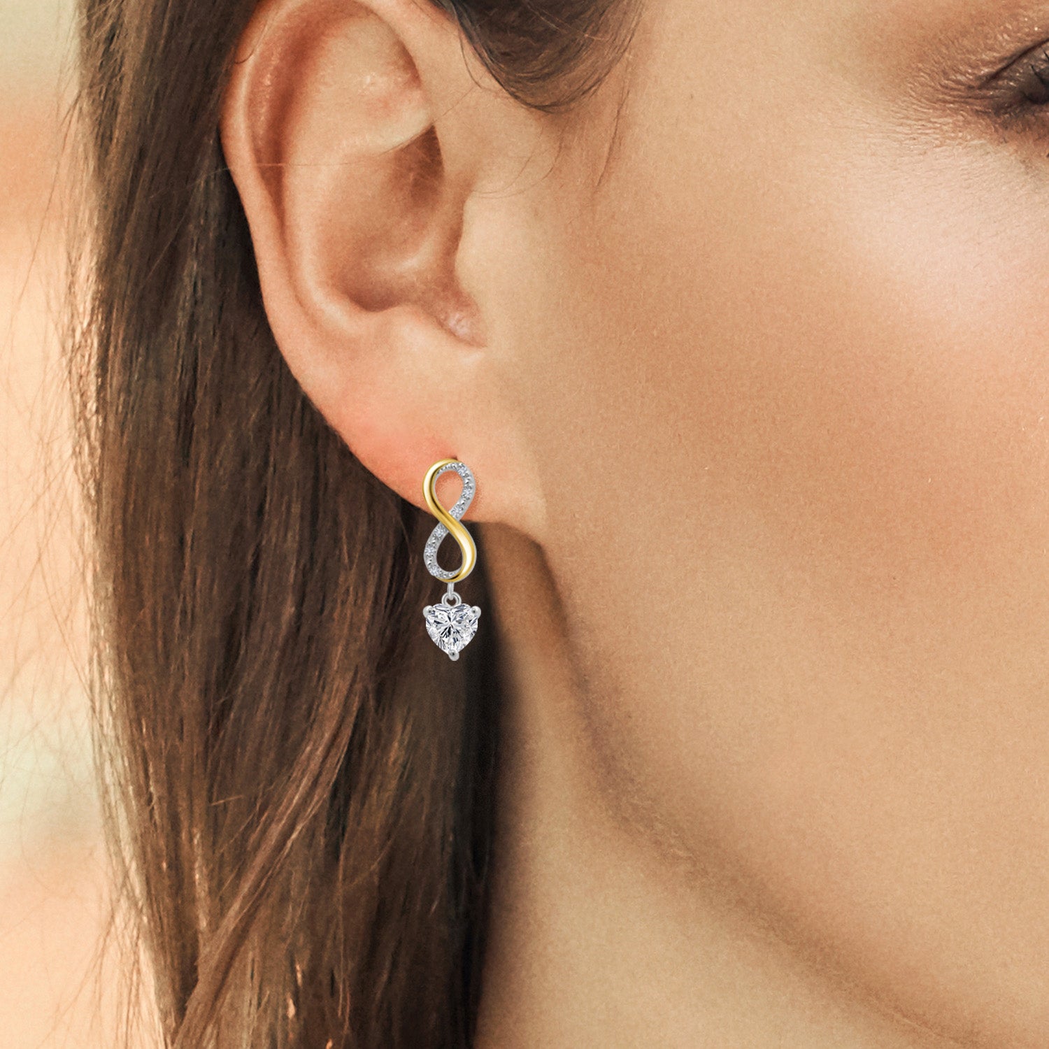 Earrings in 925 Sterling Silver and 10K Yellow Gold