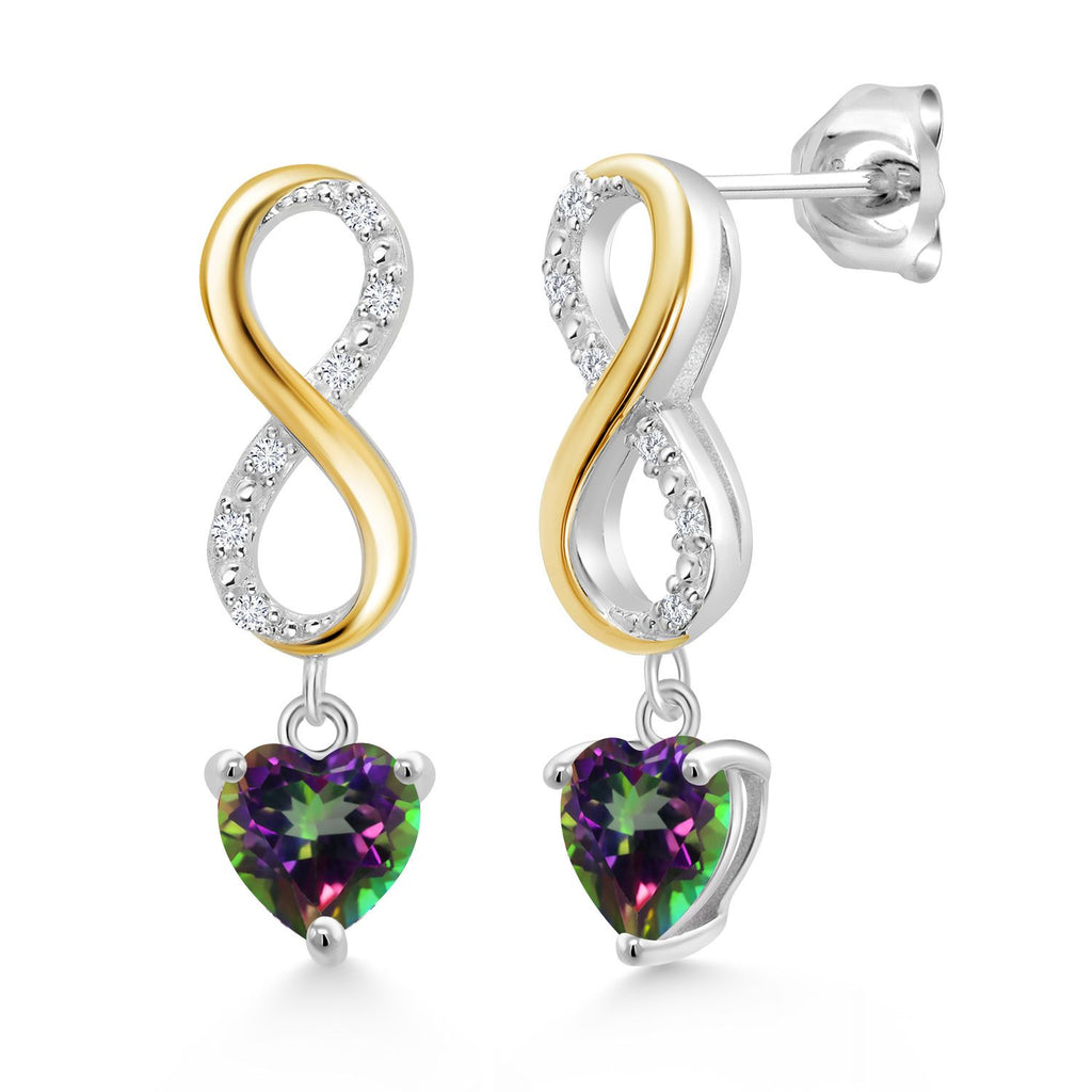 Green Mystic Topaz_Earrings in 925 Sterling Silver and 10K Yellow Gold
