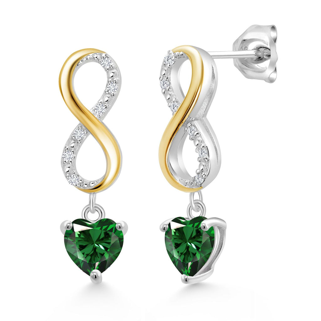 Nano Emerald - May_Earrings in 925 Sterling Silver and 10K Yellow Gold